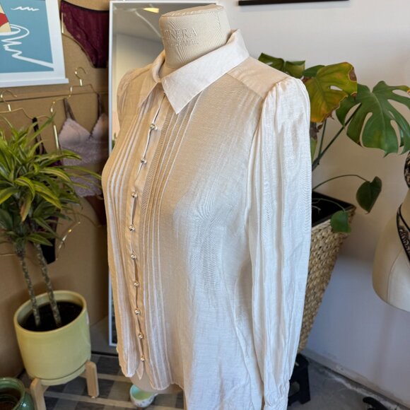 Ever New Hazel Pearl-Button Pintuck Shirt Women's Blouse - Picture 2 of 5